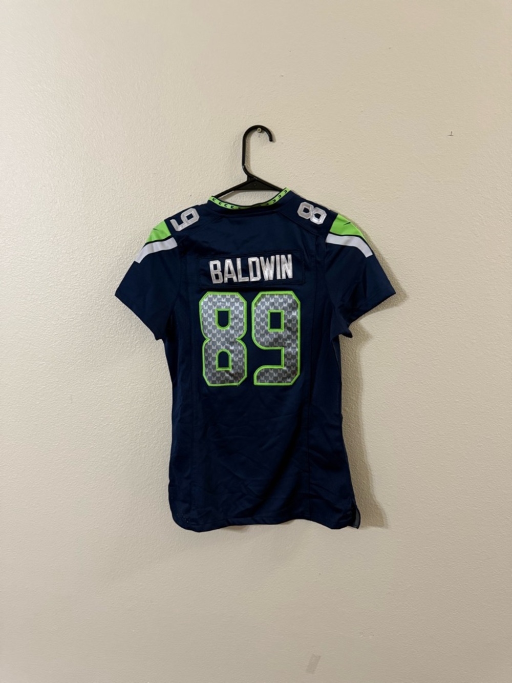 Nike Women’s Navy and Neon Green #89 Baldwin Jersey